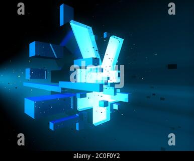 Technologie financière électronique, symbole RMB, matrice de programme Banque D'Images