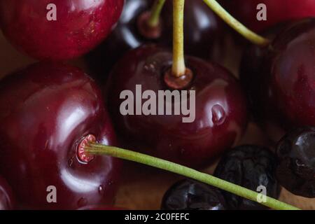 rouge cerise en gros plan. photographie macro Banque D'Images