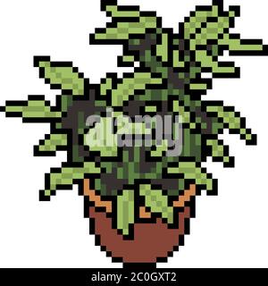 dessin animé isolé de pot de plantes d'art de pixels vectoriels Illustration de Vecteur