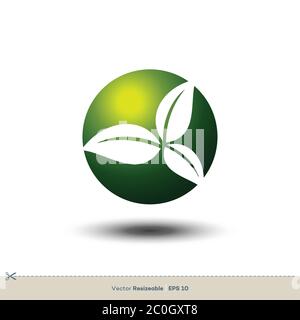 Ecologie Leaf Sphere icône Vector logo Template Illustration Design. Vecteur EPS 10. Illustration de Vecteur