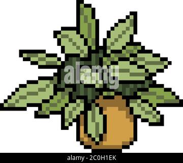 dessin animé isolé de pot de plantes d'art de pixels vectoriels Illustration de Vecteur