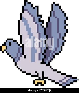 dessin animé isolé d'oiseau pixel art vectoriel Illustration de Vecteur