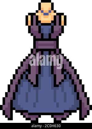 vector pixel art femelle robe isolé dessin animé Illustration de Vecteur