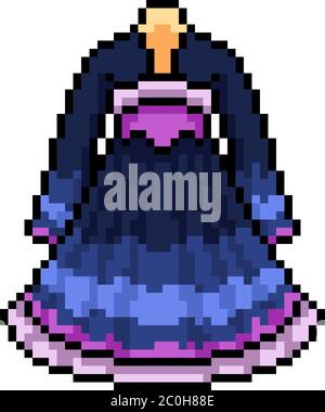 vector pixel art femelle robe isolé dessin animé Illustration de Vecteur