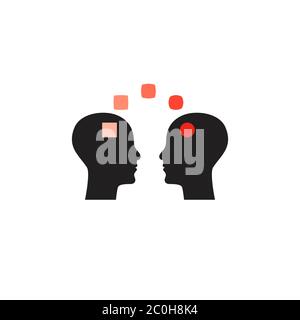 Icône de l'intelligence émotionnelle, symbole de l'entraînement, signe de psychothérapie, concept d'enseignant. Icône de psychologie, deux profils. Illustration vectorielle Illustration de Vecteur