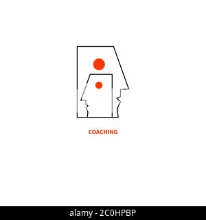 Logo de l'intelligence émotionnelle, icône de coaching, enseigne de l'enseignant, symbole de l'entraîneur. Deux profils abstraits. Psychothérapie, icône de conseil. Illustration vectorielle Illustration de Vecteur
