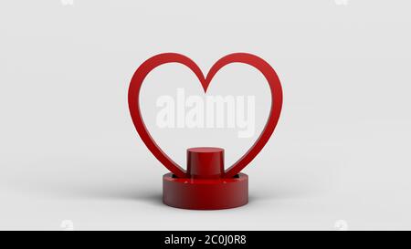Socle moderne en forme de cœur pour afficher les produits. Rendu 3D. Minimaliste. Banque D'Images
