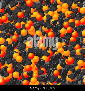 Motif sans coutures coeurs noirs et boules dorées Illustration de Vecteur