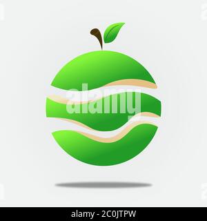 Cercle vert coloré de pomme de fruit coupé en tranches sur fond blanc isolé. Illustration d'aliments naturels frais pour un régime végétarien sain ou un produit biologique Illustration de Vecteur