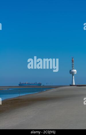 Tour radar sur l'île de Neuwerk, Waddensea, patrimoine mondial de l'UNESCO, Etat fédéral de Hambourg, Allemagne, Europe Banque D'Images