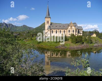 Église de Vågan, cathédrale de Lofoten Banque D'Images