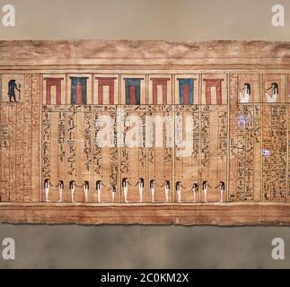 Livre égyptien antique des papyrus morts - de la tombe de Kha, Tombeau de Theban 8 , milieu de la 18e dynastie (1550 à 1292 av. J.-C.), Musée égyptien de Turin. Banque D'Images
