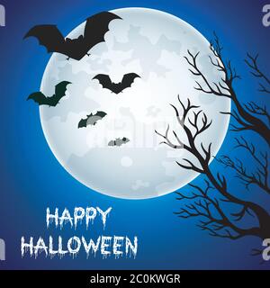 Chauves-souris volantes dans la nuit d'Halloween Illustration de Vecteur