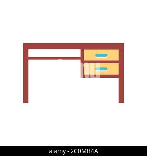 Bureau ou table avec chaise de bureau et ordinateur. Illustration du stock. Illustration de Vecteur