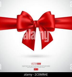 Ruban et noeud rouge réaliste. Illustration de Vecteur