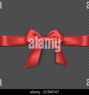 Ruban et noeud rouge réaliste. Illustration de Vecteur