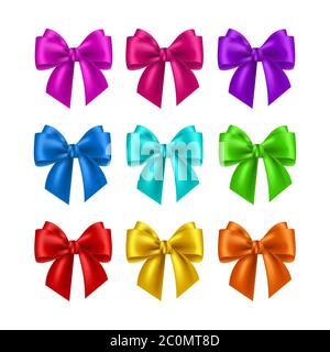 Collection de boucles multicolores réalistes. Illustration de Vecteur