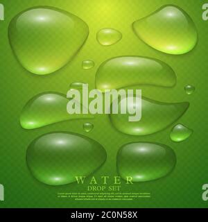 Kit de gouttes d'eau transparentes réalistes. Illustration de Vecteur