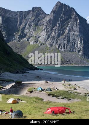 Une belle plage de surf à Lofoten. Banque D'Images