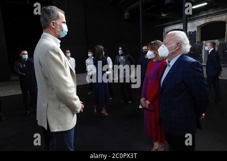 Madrid, Espagne. 12 juin 2020. ***NO ESPAGNE*** le roi Felipe VI d'Espagne, la reine Letizia d'Espagne visite du Centre de création contemporaine Matadero Madrid aux installations de Matadero le 12 juin 2020 à Madrid, Espagne. Crédit : Jimmy Olsen/Media Punch/Alay Live News Banque D'Images