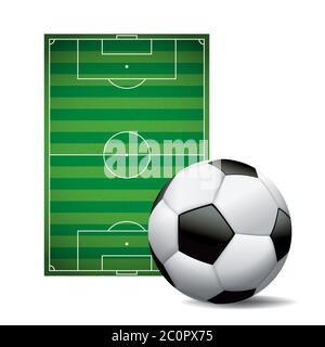 Ballon de football football et illustration isolée sur le terrain Banque D'Images