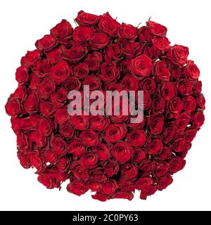 Beau bouquet de roses rouges isolé sur blanc Banque D'Images