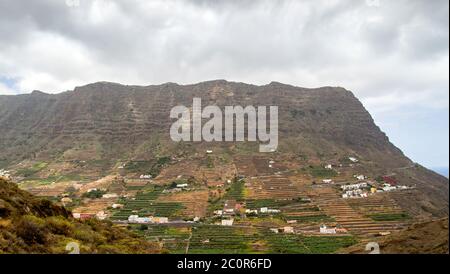 Terrasses agricoles à Hermigua, la Gomera, îles Canaries, Espagne Banque D'Images