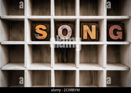 Song concept Type de typographie en bois dans tiroir Banque D'Images