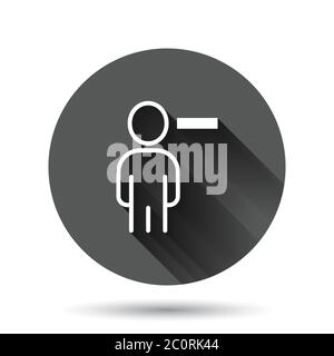 Personnes avec icône moins dans le style plat. Illustration de la collection de vecteurs de personnel sur fond noir rond avec effet d'ombre longue. Bouton de cercle humain busi Illustration de Vecteur