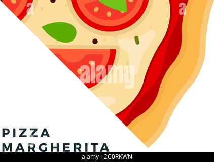 Margherita Pizza triangulaire morceau plat icône vecteur isolé Illustration de Vecteur