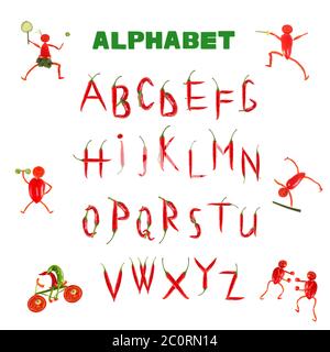 Alphabet écrit avec des piments rouges Banque D'Images