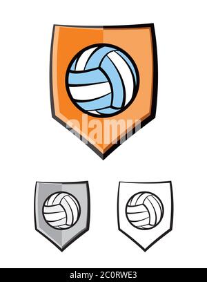 Illustration des icônes de l'emblème du bouclier de volley-ball Banque D'Images