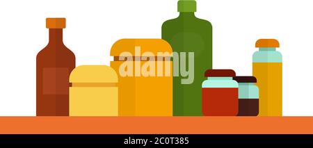 Récipients de cuisine de différents volume plat icône vecteur isolé Illustration de Vecteur
