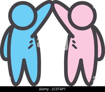 Avatars personnes amis ligne et style de remplissage icône design de l'amitié et l'amour thème illustration vectorielle Illustration de Vecteur