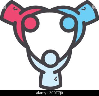 Avatars personnes amis ligne et style de remplissage icône design de l'amitié et l'amour thème illustration vectorielle Illustration de Vecteur