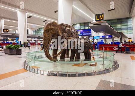 New DELHI, INDE - 07 OCTOBRE 2019 : sculpture d'éléphants à l'aéroport international Indira Gandhi de la ville de New Delhi en Inde. Banque D'Images