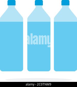 Trois bouteilles d'eau isolées à plat Illustration de Vecteur