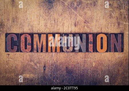 Communion concept typographie en bois Type Banque D'Images