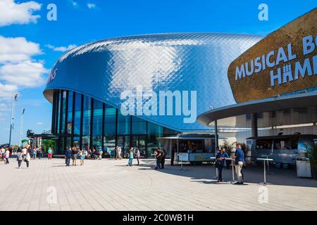 Hambourg, Allemagne - 07 juillet 2018 : Stage Theatre sur l'Elbe est un théâtre musical dans le district de Hambourg Steinwerder Banque D'Images