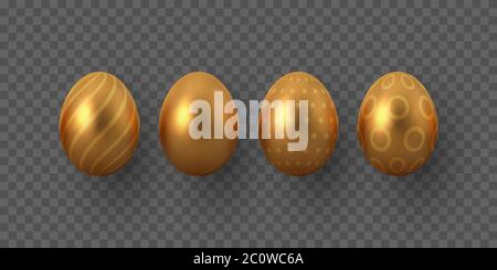 Œufs de Pâques dorés vectoriels avec motif géométrique. Illustration de Vecteur
