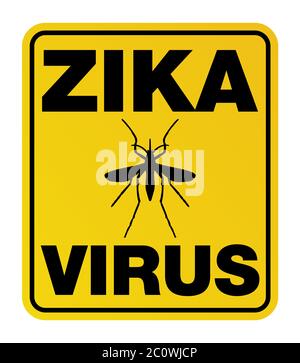 Signe d'avertissement jaune du virus Zika Banque D'Images