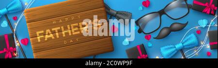 Bannière de la fête des Pères heureux. Illustration de Vecteur
