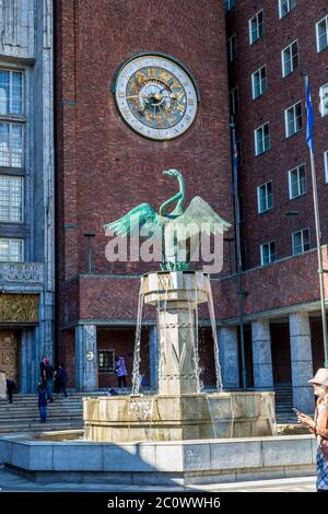 Hôtel de ville et monuments à Oslo, Norvège Banque D'Images