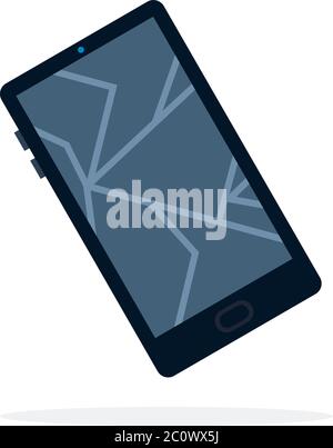 Écran de téléphone cassé, vecteur plat isolé Illustration de Vecteur