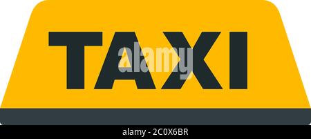 Panneau de toit de voiture de taxi avec un symbole de vecteur de taxi isolé à plat Illustration de Vecteur