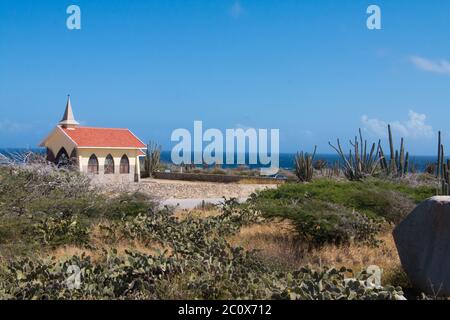 Chapelle Alto Vista par une journée ensoleillée, Aruba Banque D'Images