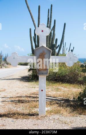 Traversez la via Crucis jusqu'à la chapelle Alto Vista, Aruba Banque D'Images