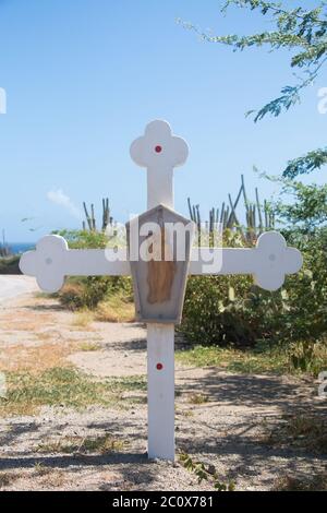 Traversez la via Crucis jusqu'à la chapelle Alto Vista, Aruba Banque D'Images