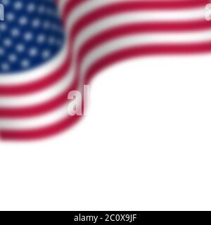 Drapeau des États-Unis avec effet de flou. Placer pour le texte. Isolé sur une illustration vectorielle blanche. Illustration de Vecteur