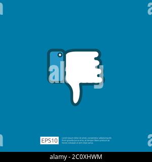 mauvais concept de revue. n'aime pas le symbole de message de bulle. main pouces bouton bas icône de logo. Réseau social conception plate style bannière concept vecteur illustrat Illustration de Vecteur